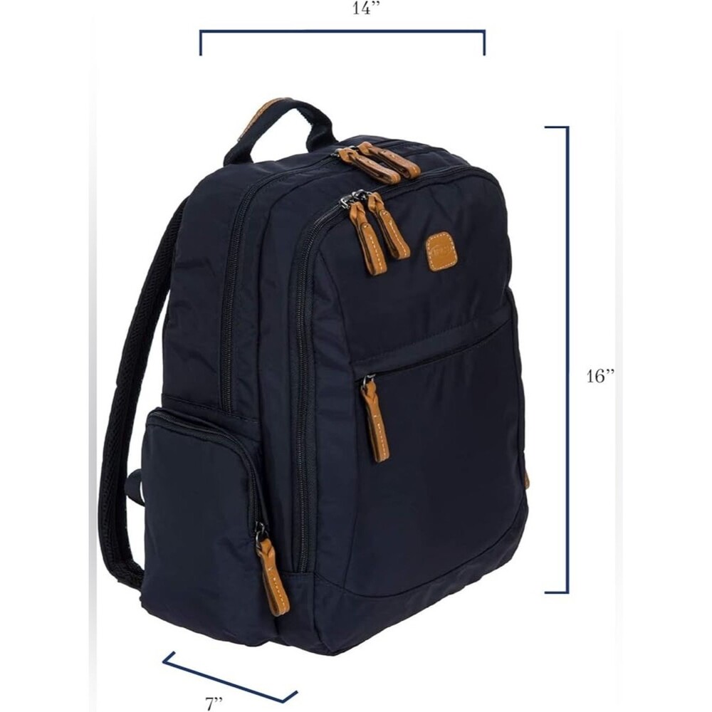 Bric's X-travel Nomad Backpack navy blue  Backpack with Tan Leather Accents bag�